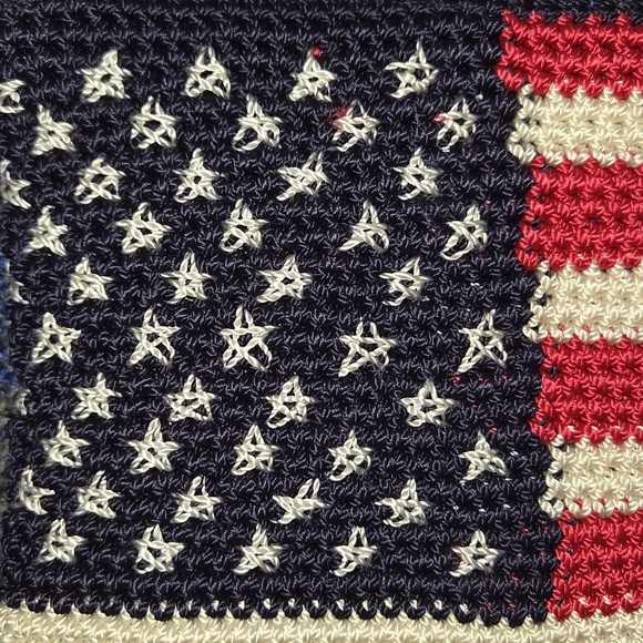The SAK-Red/White/Blue Flag Crochet Knit Patriotic Shoulder Bag Satchel - Picture 4 of 16